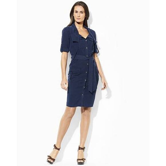 Ralph Lauren Exclusive Orlena Belted workshirt dress size 6 - Picture 1 of 11